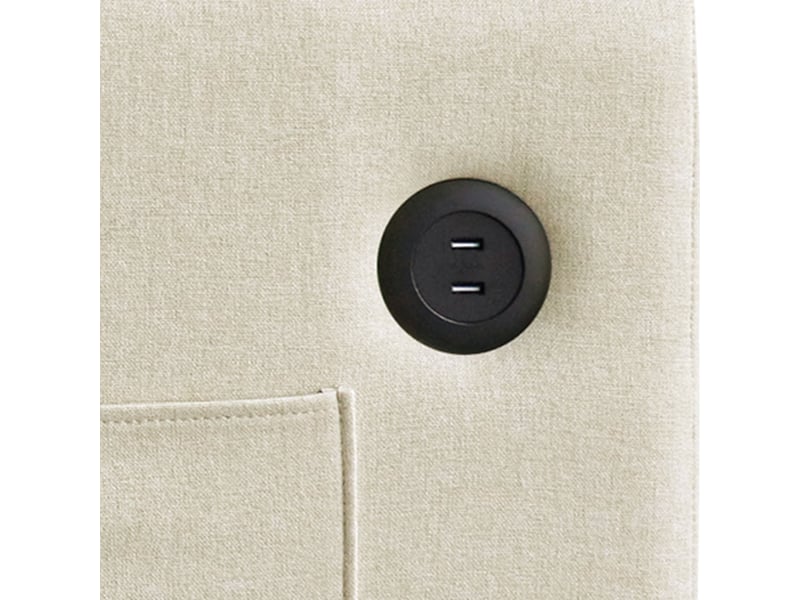 Canapé d'angle 2 places en lin beige avec dossier inclinable 3 positions, port usb et tiroir intégré - Conforama W