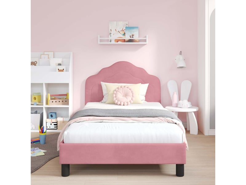  Cadre de lit pour enfants - lit jeune avec tête de lit rose 80 x 200 cm  - Conforama C