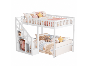 Lit mezzanine 2x90x200 cm WOEDVJN coloris blanc