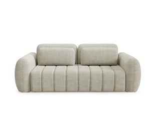 Canapé droit convertible 4 places Tissu bouclette beige avec coffre de rangement