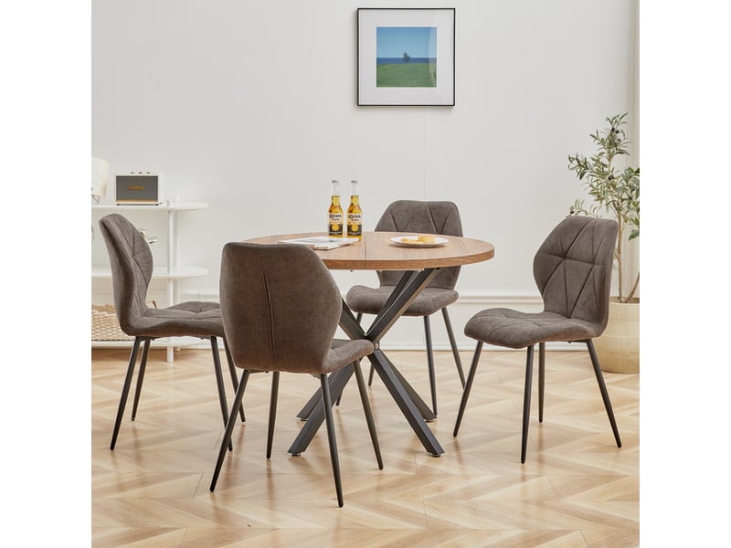  Lot de 6 chaises - chaise de salle à manger vintage en forme de diamant - chaise en lin - pieds en métal(marron) Grand-house - Conforama E