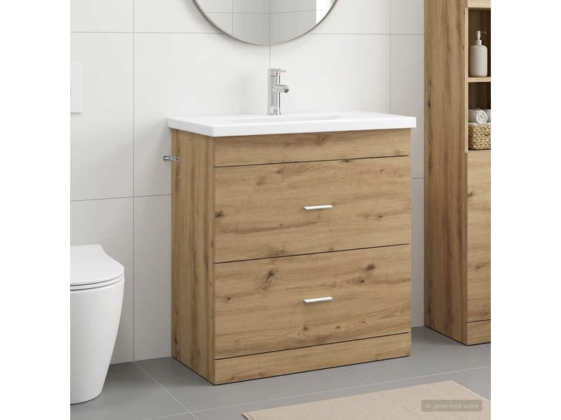  Ensemble de mobilier de salle de bain chêne artisanal shl68  - Conforama B