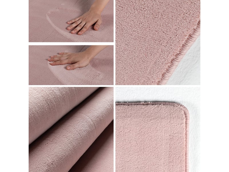 Tapis lavable en microfibre douce - rose poudré 80x150cm SKY801505400ROSE - Conforama C