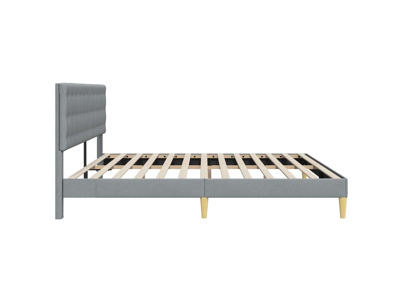 Lit double- lit adulte - cadre de lit avec tête de lit gris clair 200 x 200 cm tissu - Conforama D