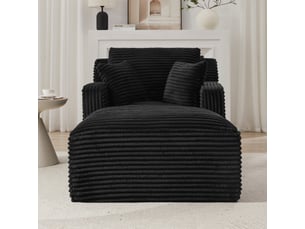 Fauteuil convertible, avec méridienne, sans montage, fonction relaxation, en velours côtelé, coloris noir, pour salon