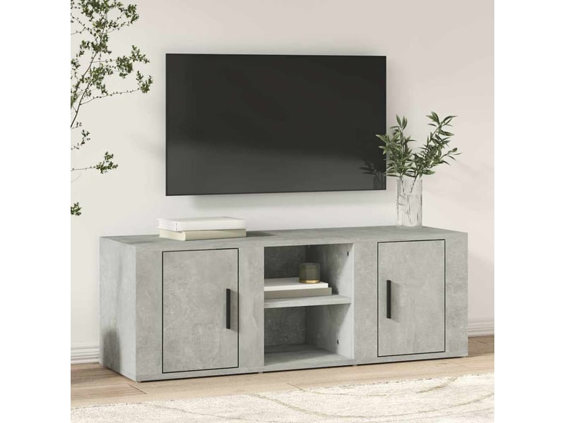 Meuble tv - banc tv - meuble de rangement gris béton 100x31,5x35 cm bois d'ingénierie  - Conforama B