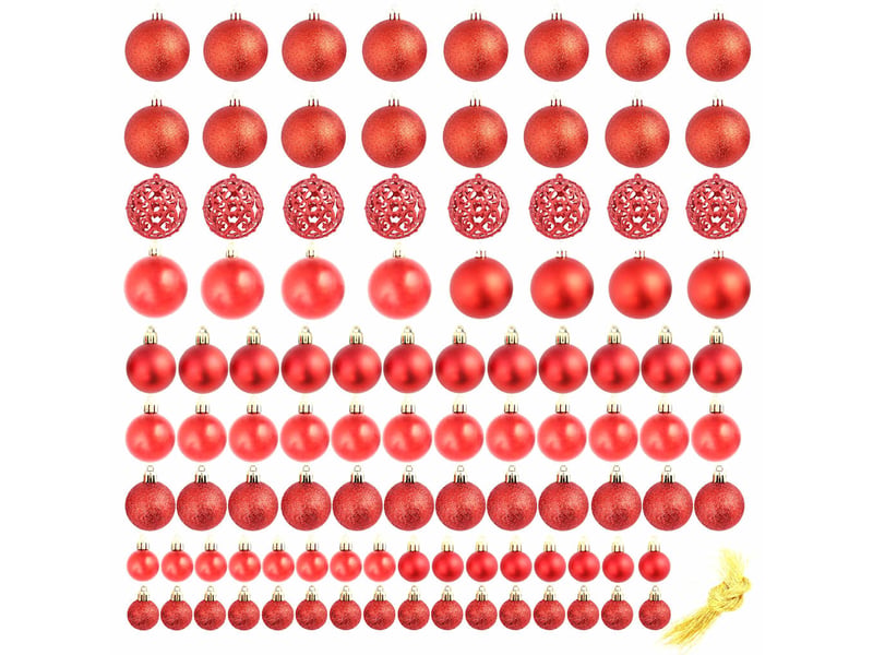  Ensemble de boules de noël 100 pcs 346 cm rouge  - Conforama A