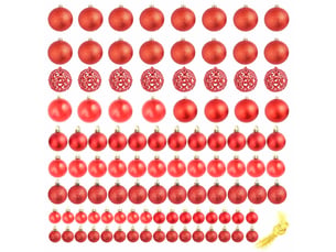 Ensemble de boules de noël 100 pcs 346 cm rouge