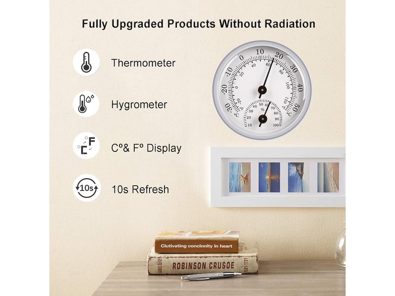  2 lot de hygromètre thermomètre, moniteur humidité et température, thermomètre d'intérieur et hygromètre intérieur  - Conforama E
