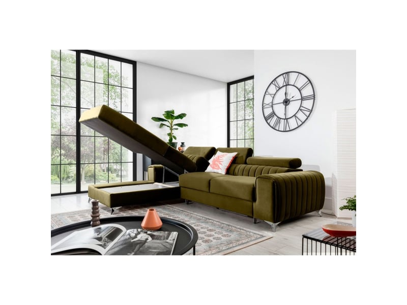 Canapé d'angle gauche vert olive convertible 3 places jayson confort modulable - Conforama B