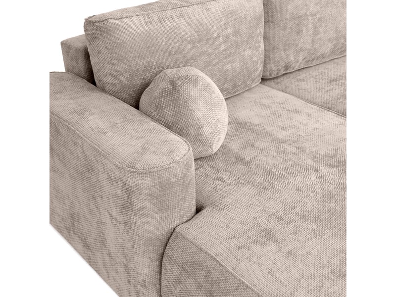 Canapé d'angle moon mini avec fonction couchage, tissu flow, gauche, taupe (01) - Conforama E