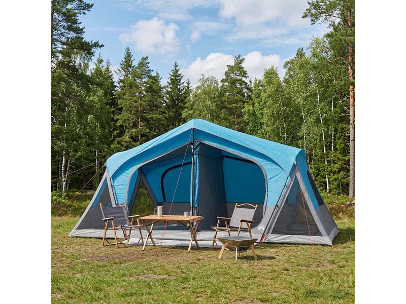  Tente de camping, tente cabane bleu 10 personnes polyester et acier  - Conforama B
