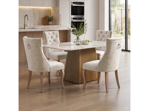 Lot de 4 chaises de salle à manger,avec dossier haut,velours,beige clair