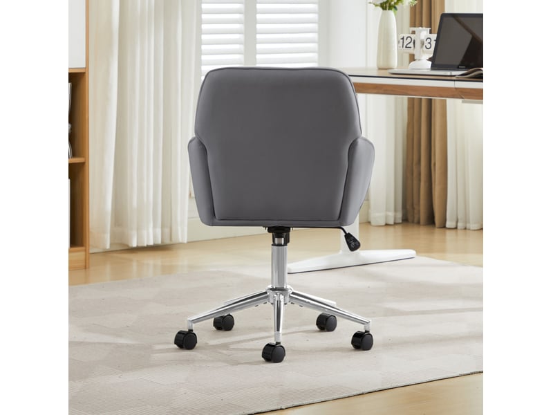  Chaise de bureau pivotante en velours gris, hauteur réglable 50 à 59 cm, pour travail et longues journées assises  - Conforama E