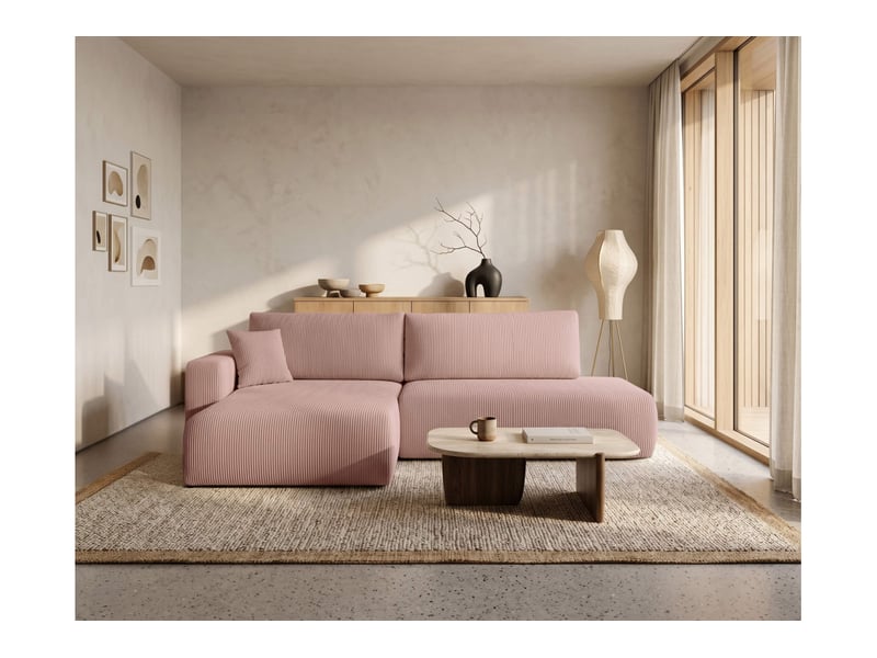  Alya - canapé d'angle max fixe et convertible 5 places en velours côtelé  - Conforama B
