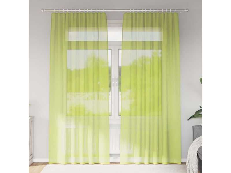  Lot de 2 rideaux en voile, voilages à œillets vert pomme cf44284  - Conforama B