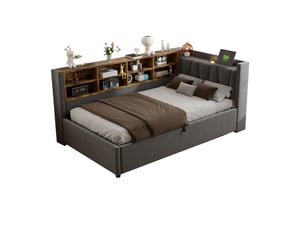 Lit simple 90x200 cm coloris gris