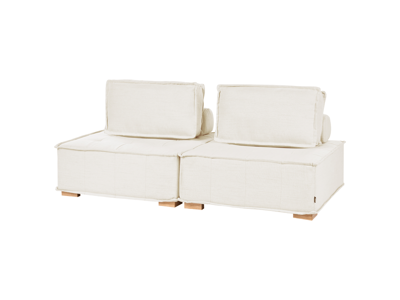 Canapé modulable 2 places tibro tissu blanc cassé - Conforama D