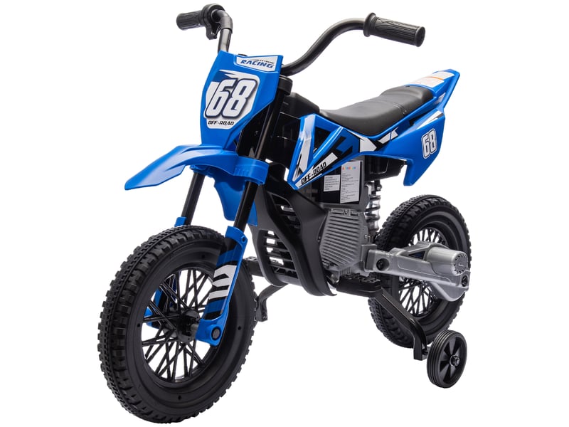 Moto électrique pour enfant moto cross pour enfants de 3 à 6 ans 2 moteurs 12v vitesse 5 kmh 109,5x60x72,5cm bleu - Conforama B