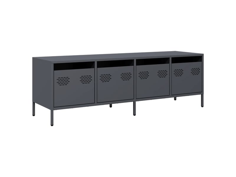  Meuble tv - banc tv - meuble de rangement anthracite 135x39x43,5 cm acier laminé à froid  - Conforama A