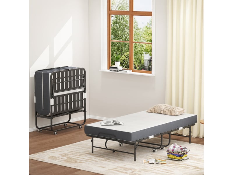  Lit pliant 190×96 cm - matelas mémoire de forme 9,5 cm - lit d'appoint portable, cadre métal robuste - montage sur place  - Conforama B