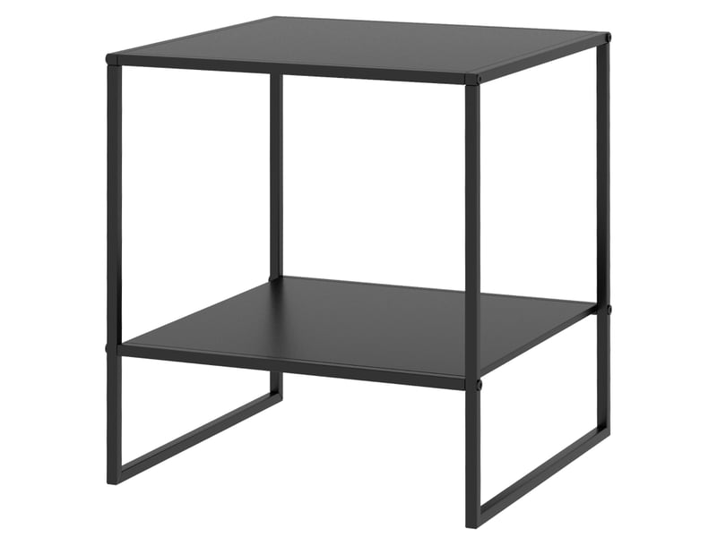  Table d’appoint avec étagère de rangement - lpospi - cadre en acier, pour salon ou chambre, acier noir 40 × 40 × 45 cm  - Conforama A