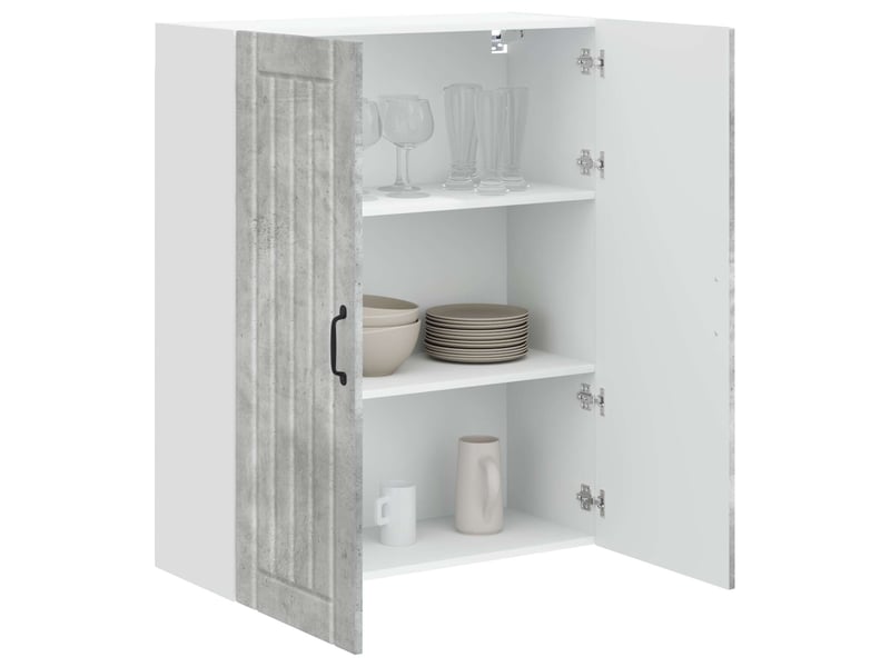  Meuble mural de cuisine, armoire de cuisine gris béton 80x31x100cm shl9621  - Conforama C