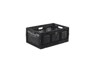 Bac de rangement pliable en plastique noir 40 x 60 x 25,9 cm