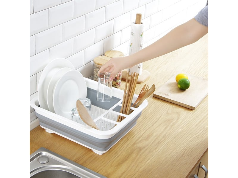  Égouttoir à vaisselle pliable avec porte-ustensiles – pour la maison ou le camping  - Conforama E