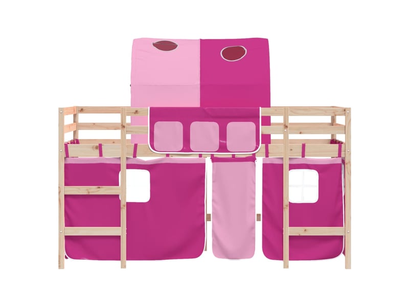  Lit mezzanine enfants - lit jeune avec tunnel sans matelas rose 80x200 cm  - Conforama E