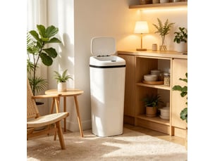 Poubelle de cuisine 50 l 33 x 25 x 84 cm automatique blanche
