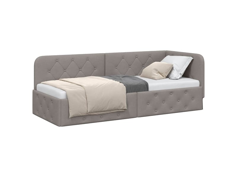  Lit simple- lit adulte -  cadre de lit d'angle taupe 80 x 200 cm tissu  - Conforama B