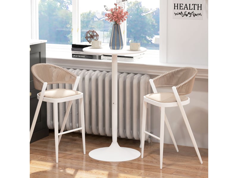  Table de bar, table bistro, mange-debout acier blanc 60x60x102cm  - Conforama D