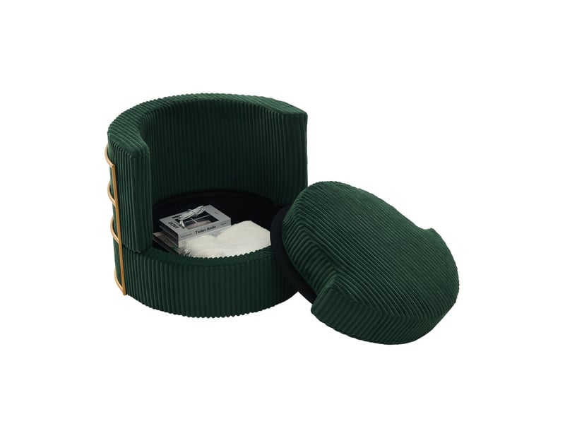  Fauteuils pivotants 76x79x78 cm, lot de 2, rotation 360°, accoudoirs rembourrés, velours côtelé vert émeraude  - Conforama A