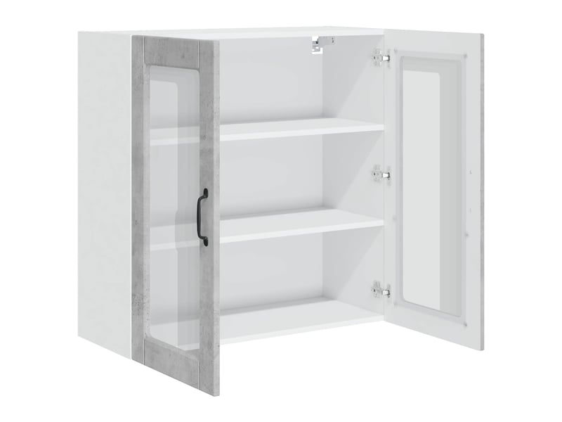 Meuble mural de cuisine, cabinet en verre mural gris béton 80x31x80cm shl1811 - Conforama E