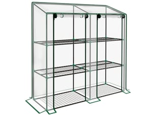 Mini-serre 143x46x151 cm 3 niveaux 6 grilles métal transparent