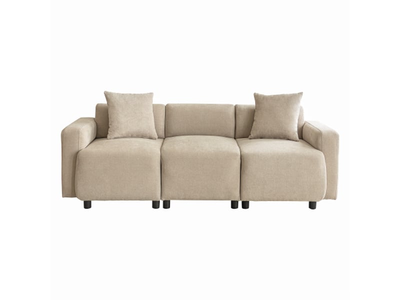  Canapé standard, design moderne, meuble rembourré, canapé 3 places, canapé de salon, canapé avec coussins décoratifs, chenille  - Conforama A