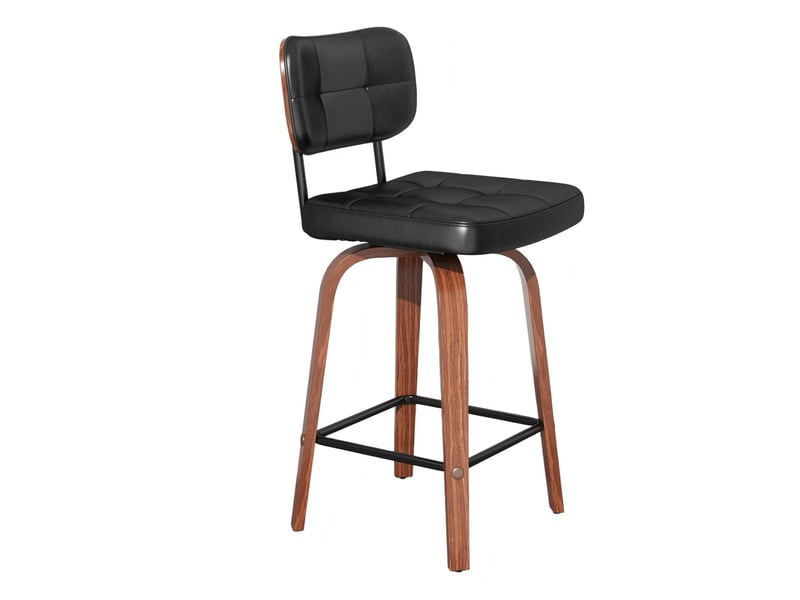  Chaise 2 pièces revêtement pu dossier bois courbé cadre métal rotation 360°  - Conforama D