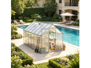 Serre de jardin 375x190x199 cm structure en métal argenté transparent