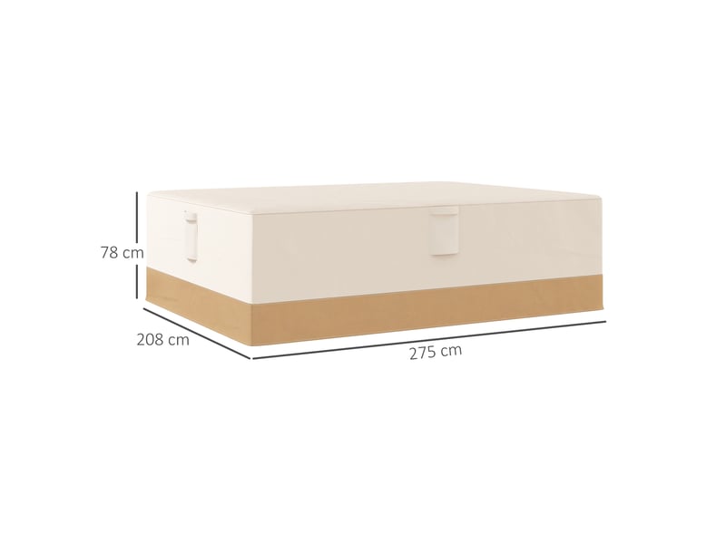  Housse protection mobilier jardin 275×208×78 cm, tissu oxford 600d imperméable, 4 aérations, 5 poignées, cordon de serrage, beige  - Conforama E