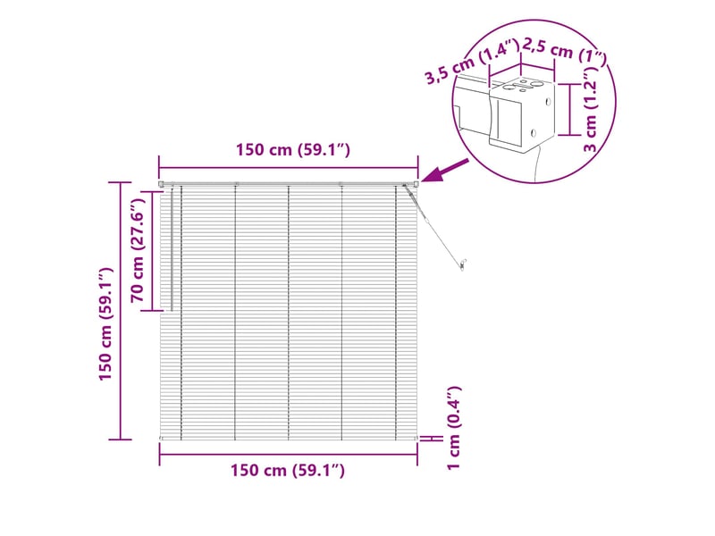  Store vénitien, store de fenêtre gris argenté 150 x 150 cm 25 mm pvc cf47842  - Conforama E