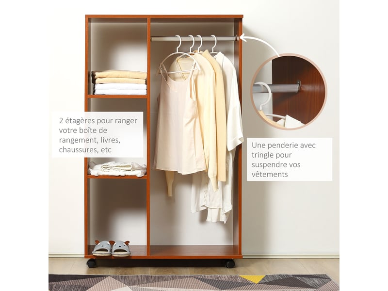  Armoire penderie armoire de rangement mobile panneaux de particules noyer coloris  - Conforama W