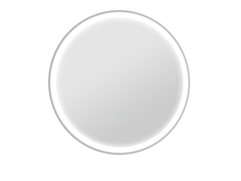  Miroir lumineux de salle de bain rond avec commande tactile, antibuée, cadre en aluminium blanc ø 60 cm  - Conforama A