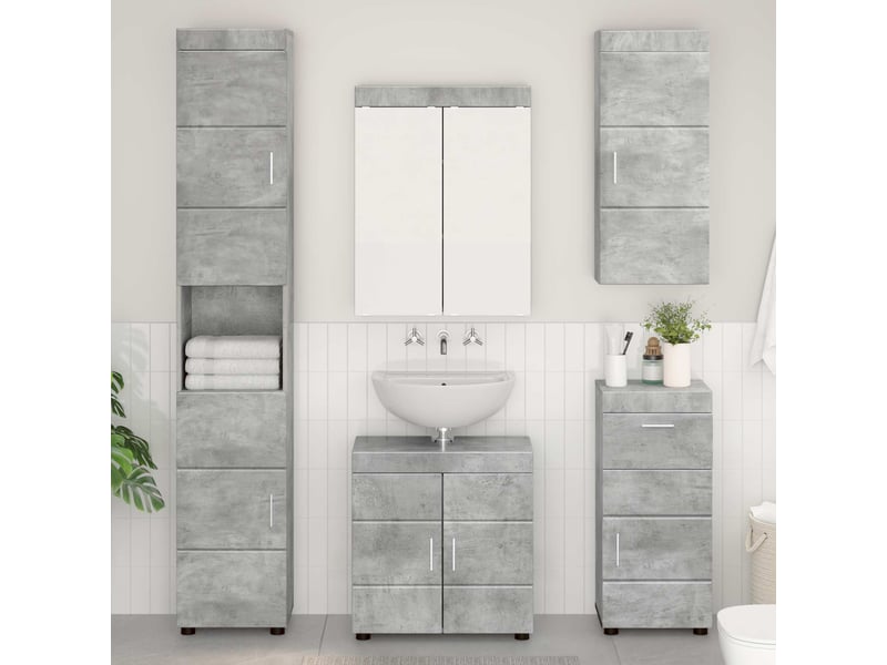 Armoire murale de salle de bain, cabinet de salle de bain tulum gris béton cf65203 - Conforama B