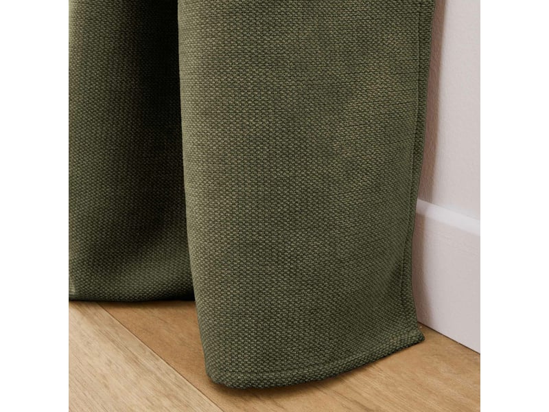  Lot de 2 rideaux à œillets 140 x 180 cm velours chenille cosi kaki petite hauteur  - Conforama C
