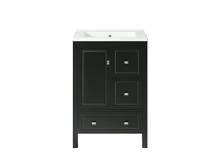Meuble vasque blanc avec lavabo intégré, tiroirs et charnières amorties 62 cm