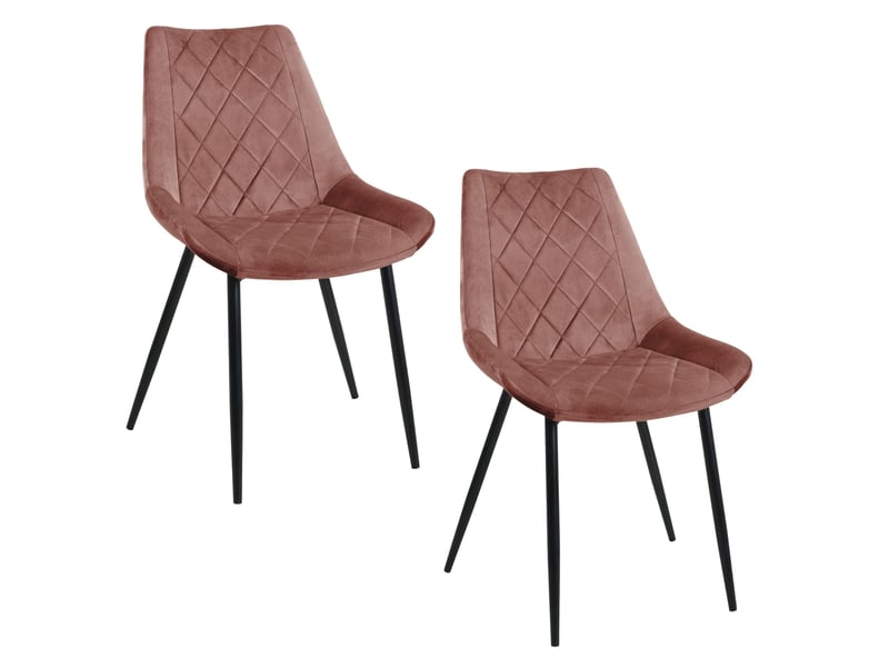 Lot de 2 chaises matelassées de salle à manger en velours akord sj.0488 rose 2x SJ.0488 - Conforama A