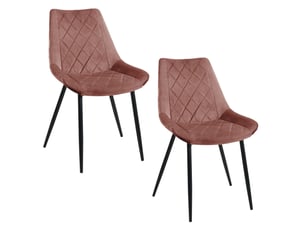 Lot de 2 chaises matelassées de salle à manger en velours akord sj.0488 rose
