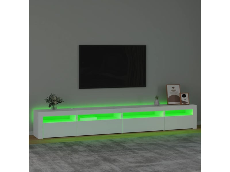  Meuble tv - banc tv - meuble de rangement avec lumières led blanc 270x35x40 cm  - Conforama D