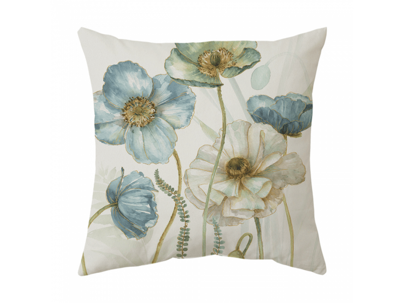  Lot de 4 housse de coussin - lot de 4 45 x 45 cm imperméable fleurs jaunes et bleues motif canapé taie d'oreiller pour patio jardin salon chambre décoration  - Conforama C